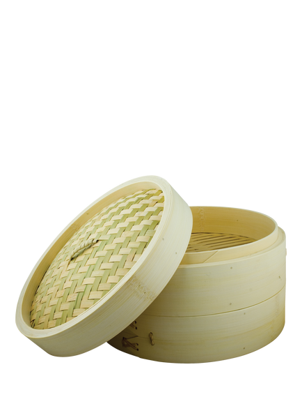 School Of Wok 2-Tier 10" Bamboo Steamer, 25cm, Black