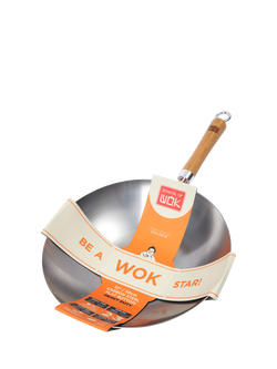 School Of Wok Heavy Duty Uncoated Carbon Steel Wok, 30cm, Black