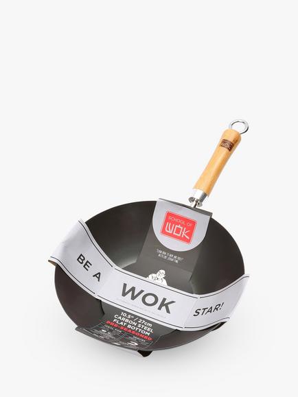 School Of Wok Carbon Steel Pre-Seasoned Wok, Black