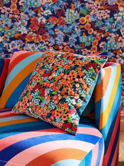 Harlequin x Sophie Robinson Wildflower Meadow Cushion - view 2, Carnelian/Aquamarine/Peridot