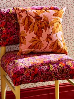 Harlequin x Sophie Robinson Dappled Leaf Cushion, Amber/Rose - view 2, Amber/Rose