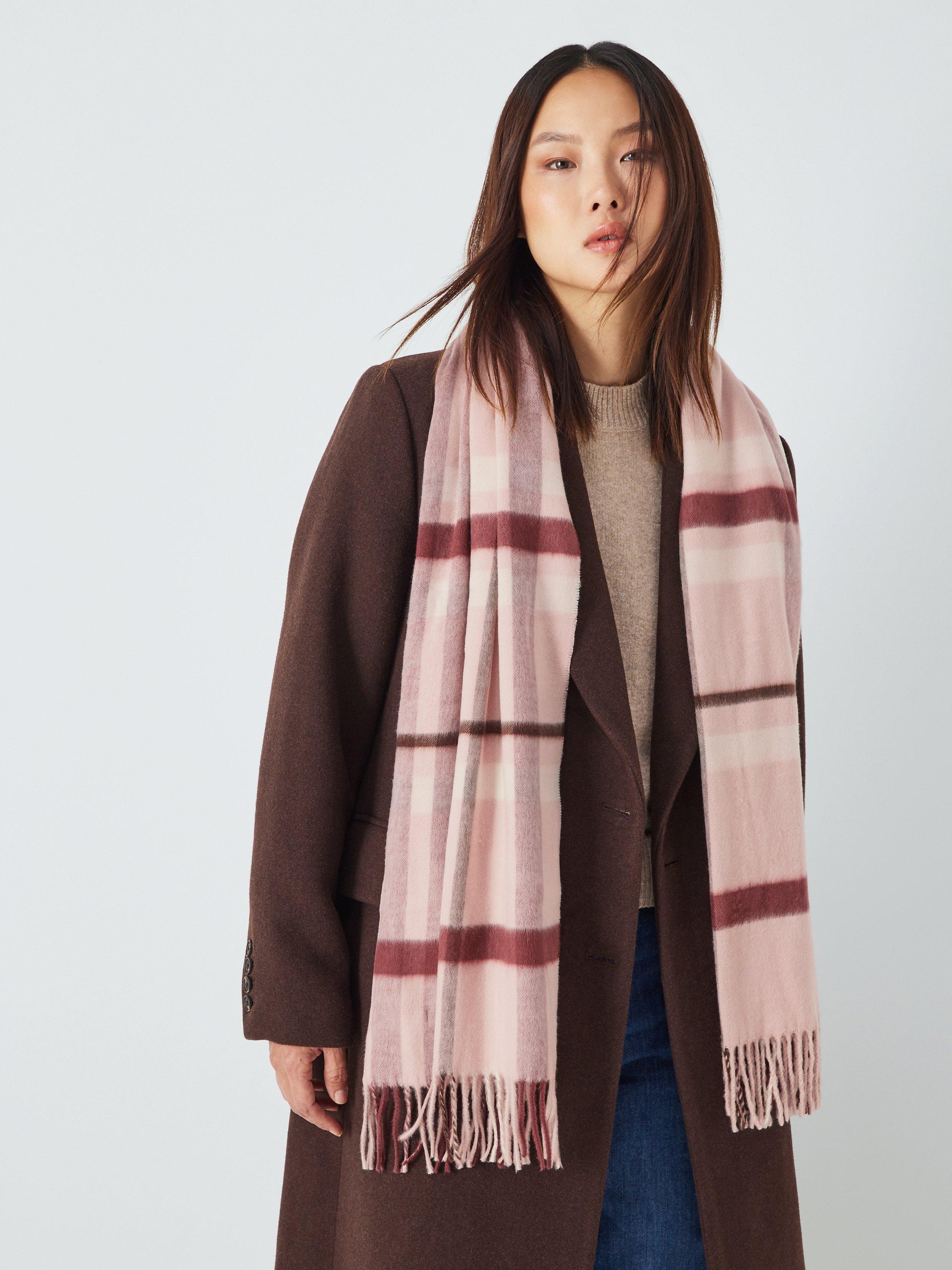 John Lewis Cashmink Oversized Check Scarf, Pink