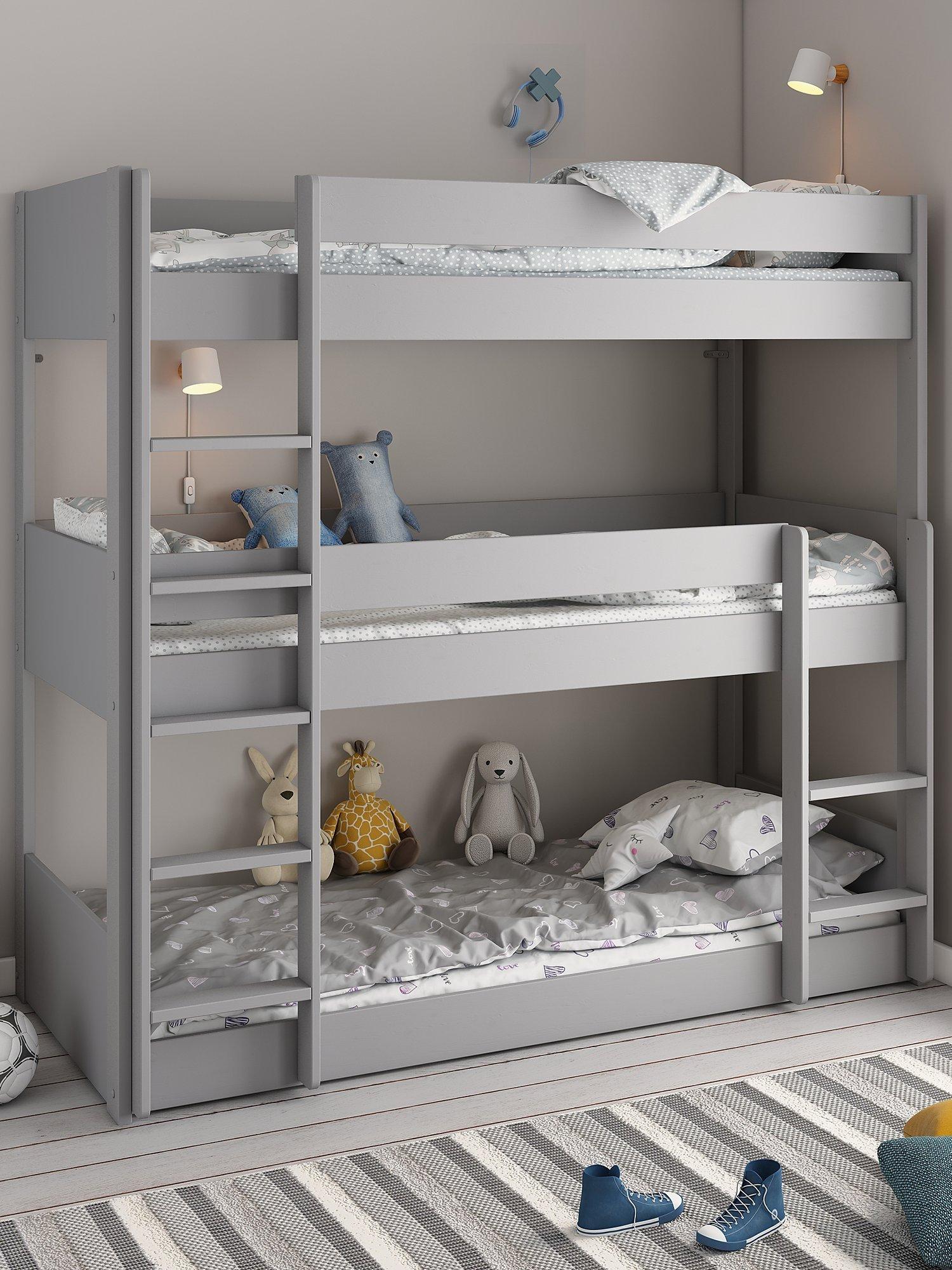 Noomi Triple Stack Bunk Bed, Grey