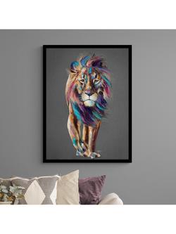 John Lewis Louise Luton 'Pride' Lion Framed Print, 104.5 x 74.5cm, Multi - view 2, Multi