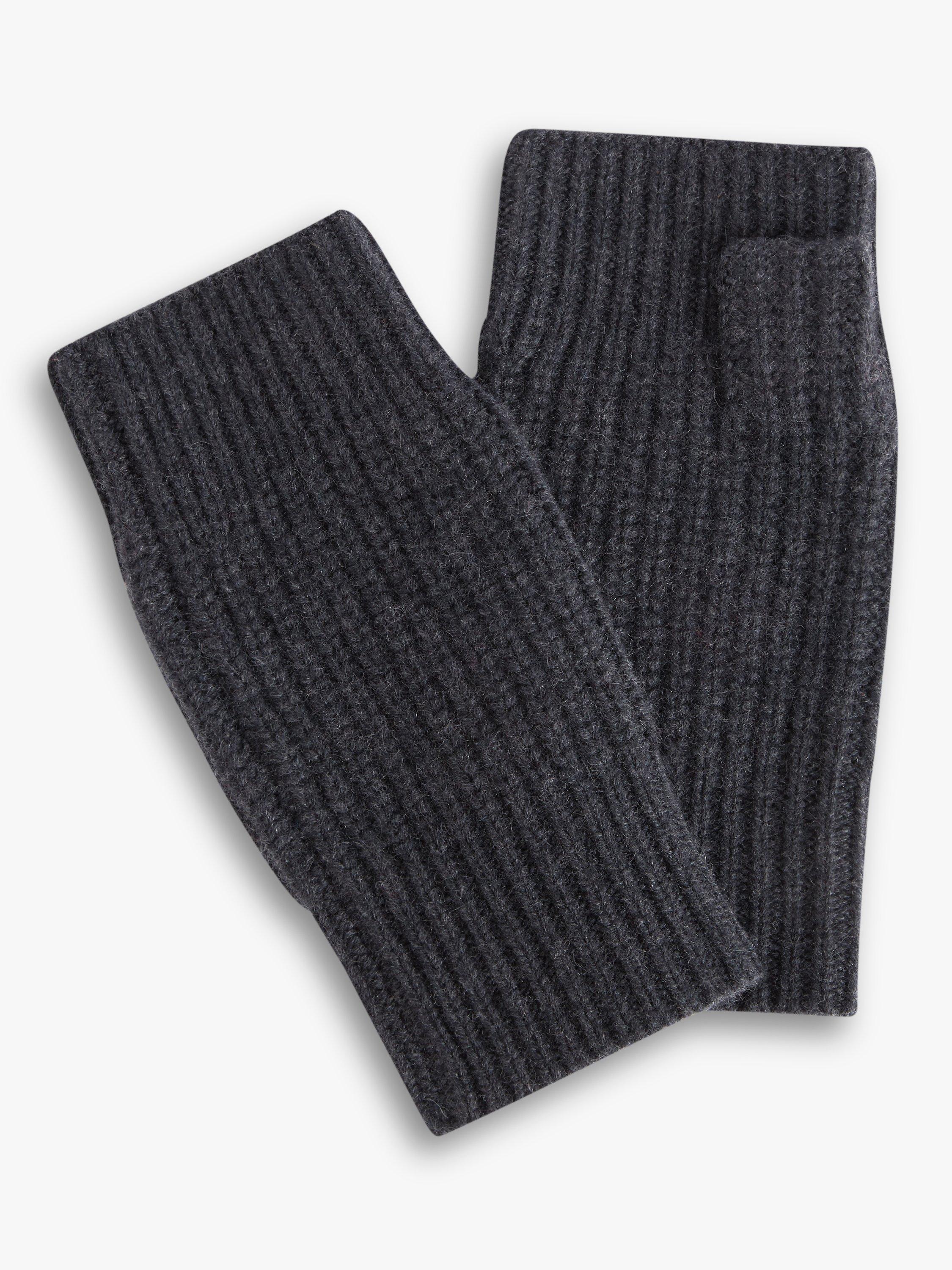 John Lewis Cashmere Ribbed Handwarmers, Charcoal