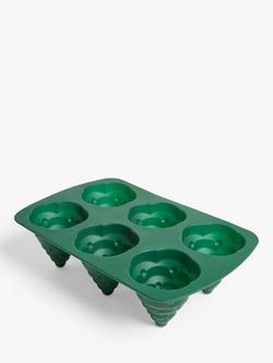 John Lewis Christmas Tree Silicone Non-Stick Muffin Mould, 6 Hole, Green
