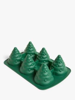 John Lewis Christmas Tree Silicone Non-Stick Muffin Mould, 6 Hole - view 2, Green