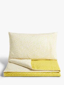 John Lewis ANYDAY Spots Reversible Toddler Pure Cotton Duvet Cover & Pillowcase Set - view 2, Yellow