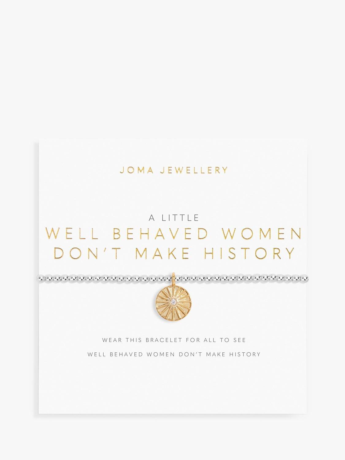 Joma Jewellery 'Well Behaved Women Don't Make History' Charm Bracelet, Silver/Gold