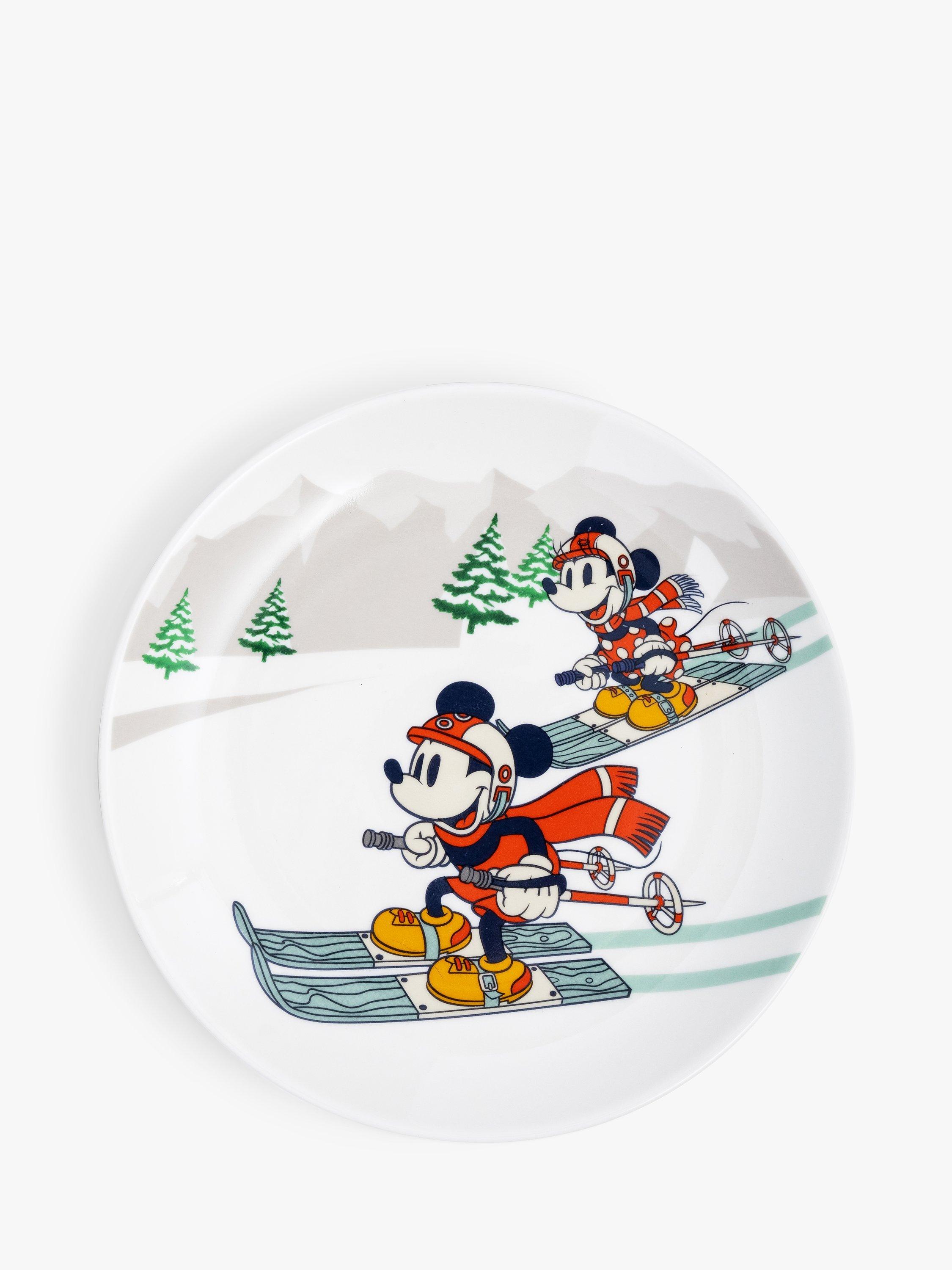 Disney Mickey Mouse & Friends Skiing Kids' Porcelain Plate, 20cm, White/Multi