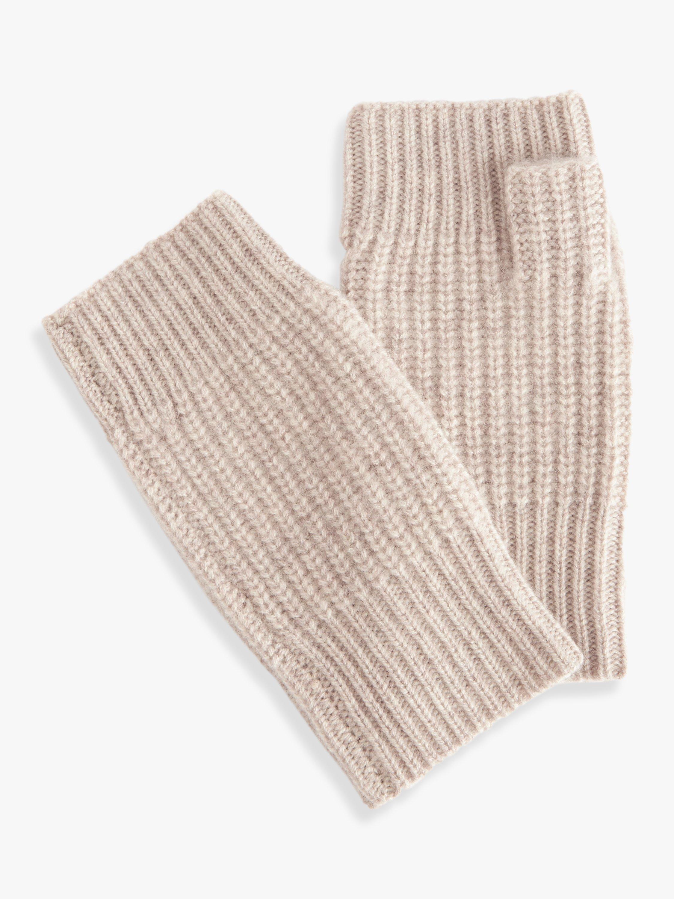 John Lewis Cashmere Ribbed Handwarmers, Neutral