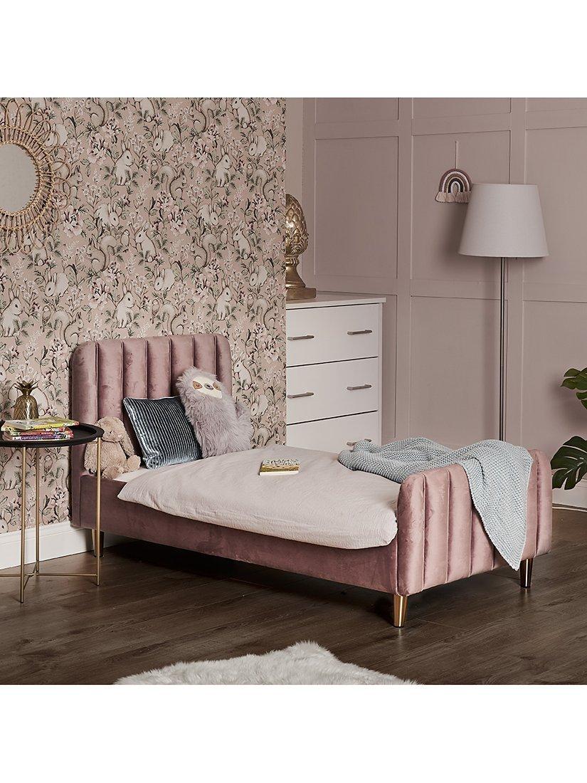Obaby Gatsby Velvet Toddler Bed Frame, Pink Raspberry