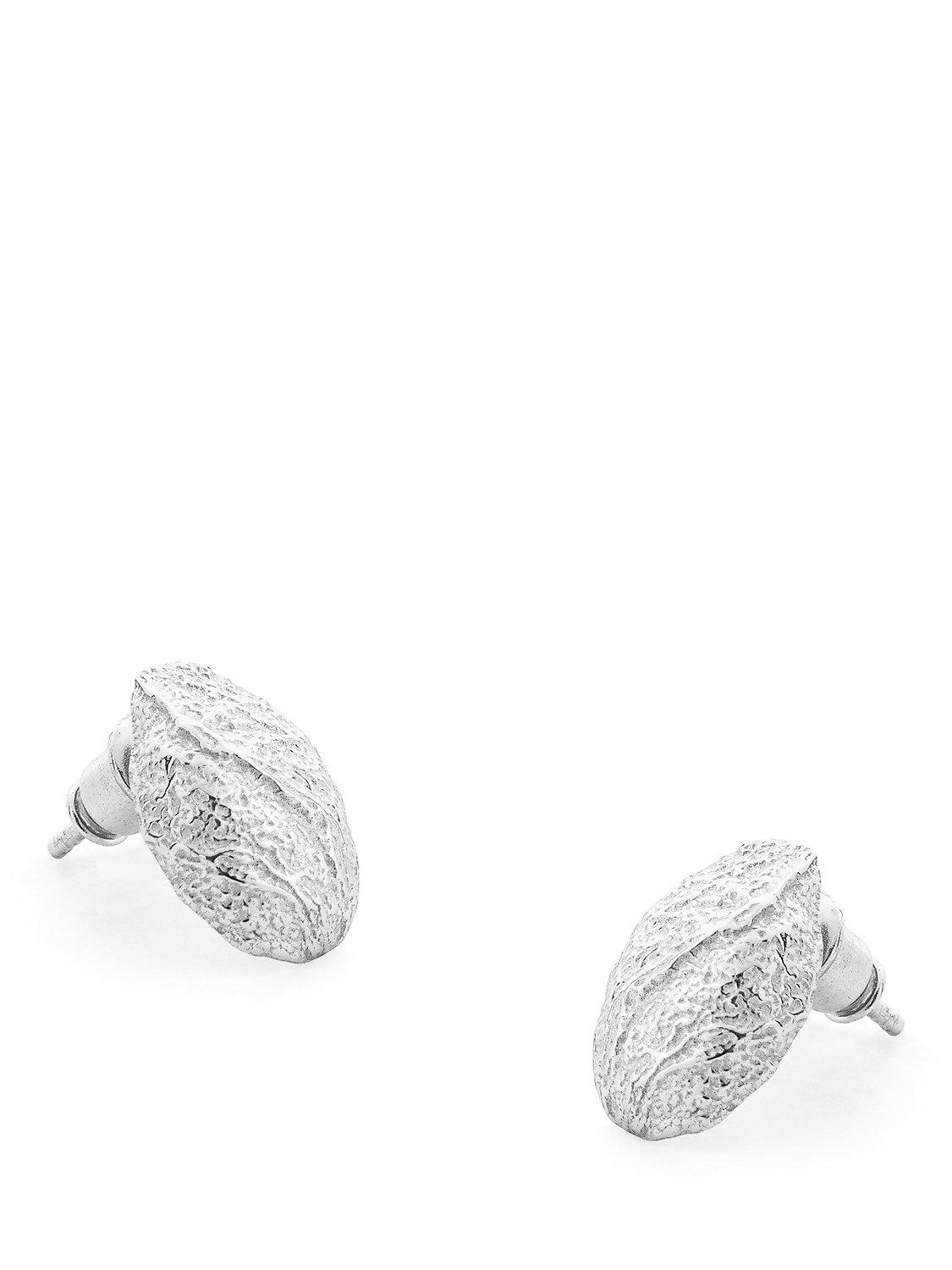 Tutti & Co Chunky Textured Stud Earrings, Silver