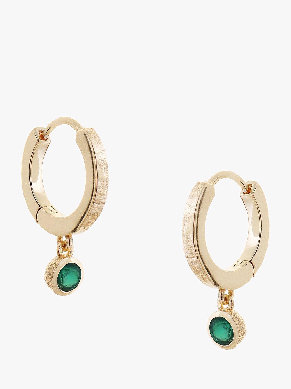Tutti & Co May Birthstone Hoop Earrings, Green Onyx/Gold