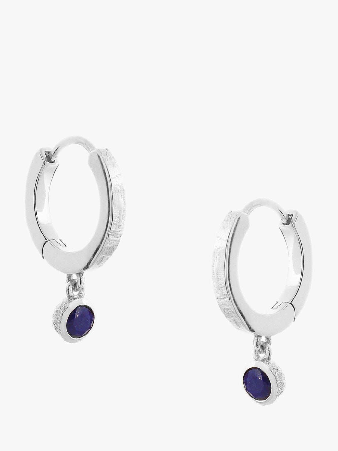 Tutti & Co September Birthstone Hoop Earrings, Lapis/Silver
