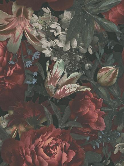 Galerie Antique Floral Motif Wallpaper, Red Bw51000