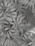 Galerie Tropical Leaf Motif Wallpaper, Grey Bw51022