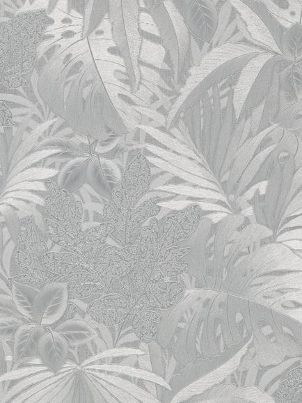 Galerie Metallic Jungle Leaves Wallpaper, Silver 33301