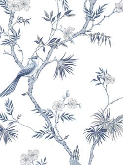 Galerie Classic Bird Trail Wallpaper, Blue G78489