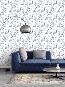 Galerie Classic Bird Trail Wallpaper - view 2, Blue G78489