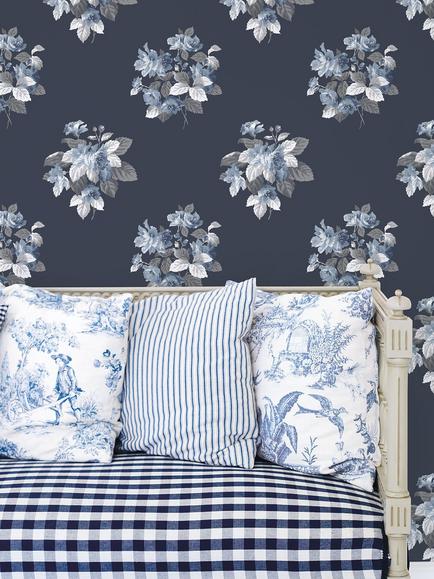 Galerie Classic Bouquet Wallpaper - view 2, Blue G78498