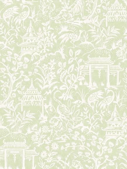 Galerie Garden Toile Wallpaper, Green G78509