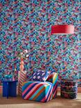Harlequin x Sophie Robinson Garden Terrace Cushion, Lapis/Rose
