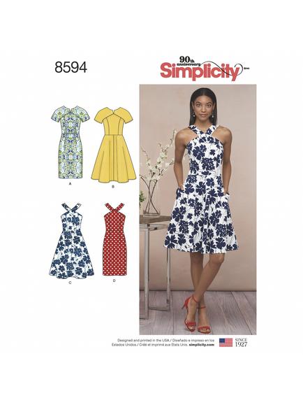 Simplicity Miss/Misses' Petite Bodice Dress Sewing Pattern, S8594, 