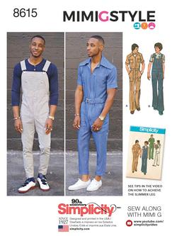 Simplicity Men's Vintage Jumpsuit and Overalls Sewing Pattern, S8615, 