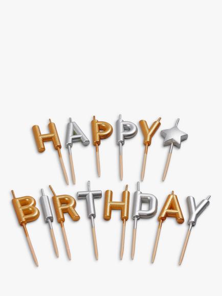 Tala Happy Birthday Cake Candles Set, Pack of 14, Gold/Silver, Gold/Silver
