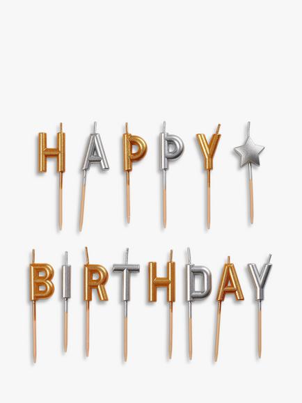 Tala Happy Birthday Cake Candles Set, Pack of 14, Gold/Silver - view 2, Gold/Silver