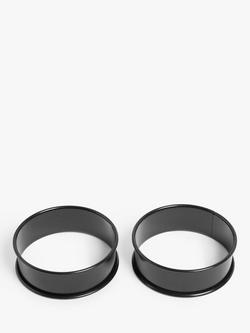 John Lewis Steel Non-Stick Poachette Rings, Set of 2, Black