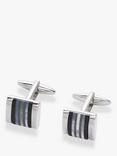 John Lewis Striped Mother of Pearl & Onyx Cufflinks, Silver