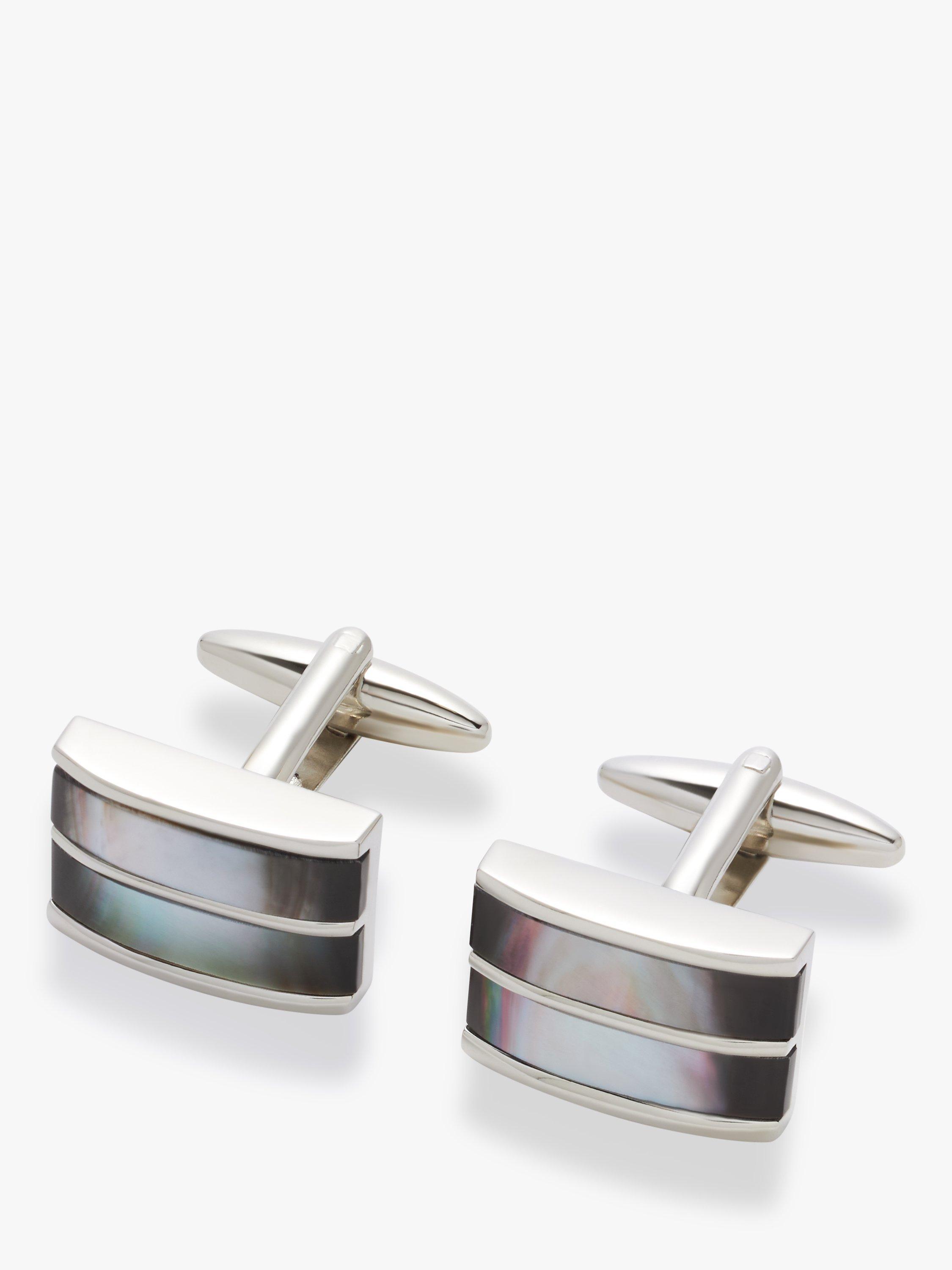 John Lewis Double Mother of Pearl Cufflinks, Silver