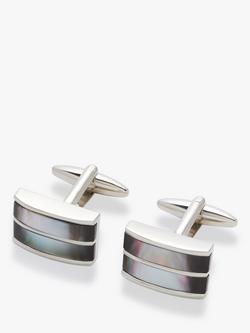 John Lewis Double Mother of Pearl Cufflinks, Silver, Mop
