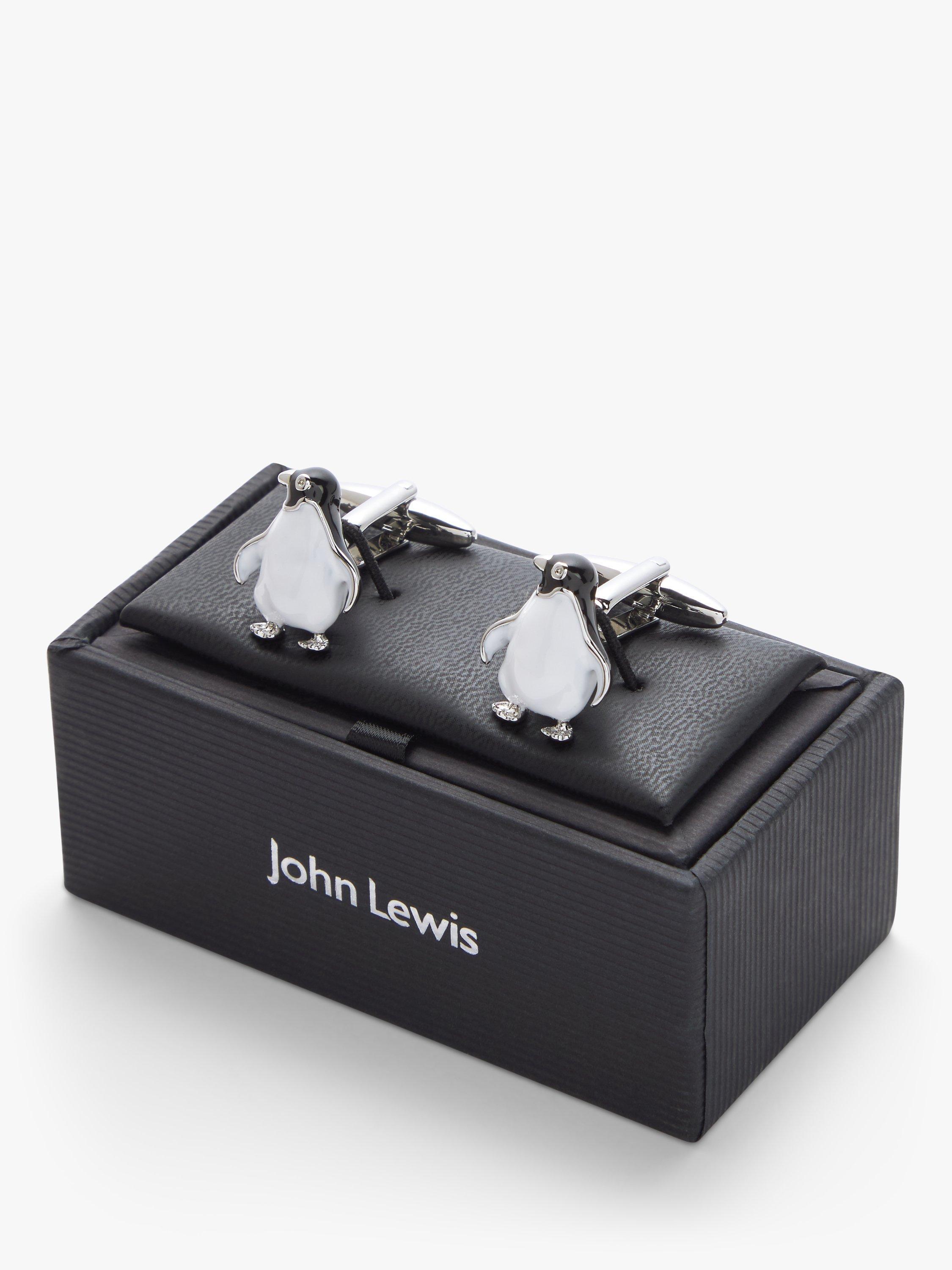 Product image 3 of 5, which shows John Lewis Penguin Cufflinks, Black/White