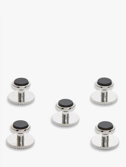 John Lewis Dress Shirt Studs, Pack of 5, Silver/Onyx, Onyx