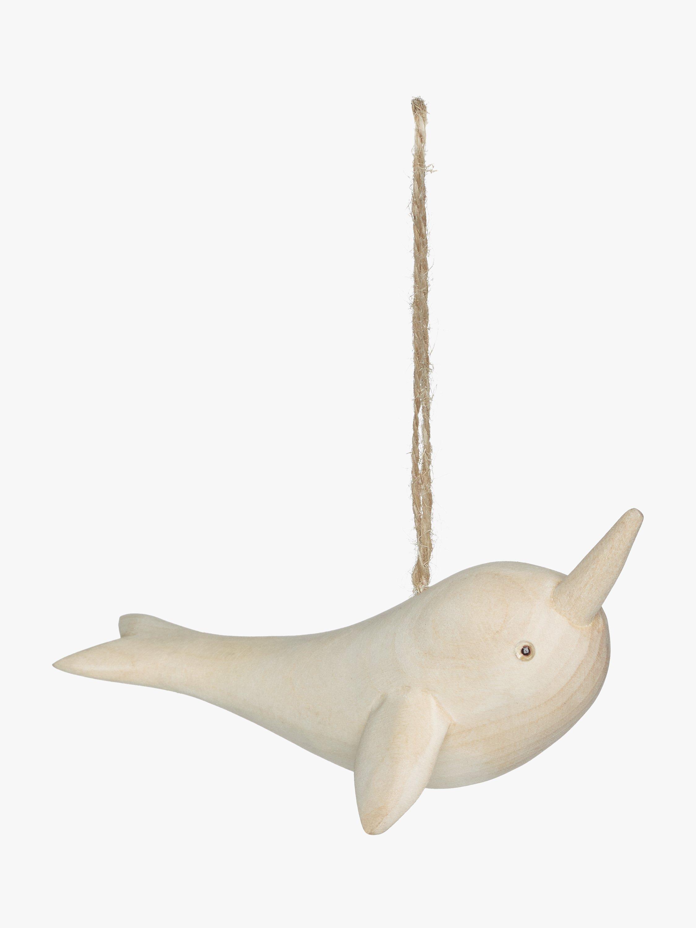 John Lewis Polar Planet Wood Narwhal Tree Decoration