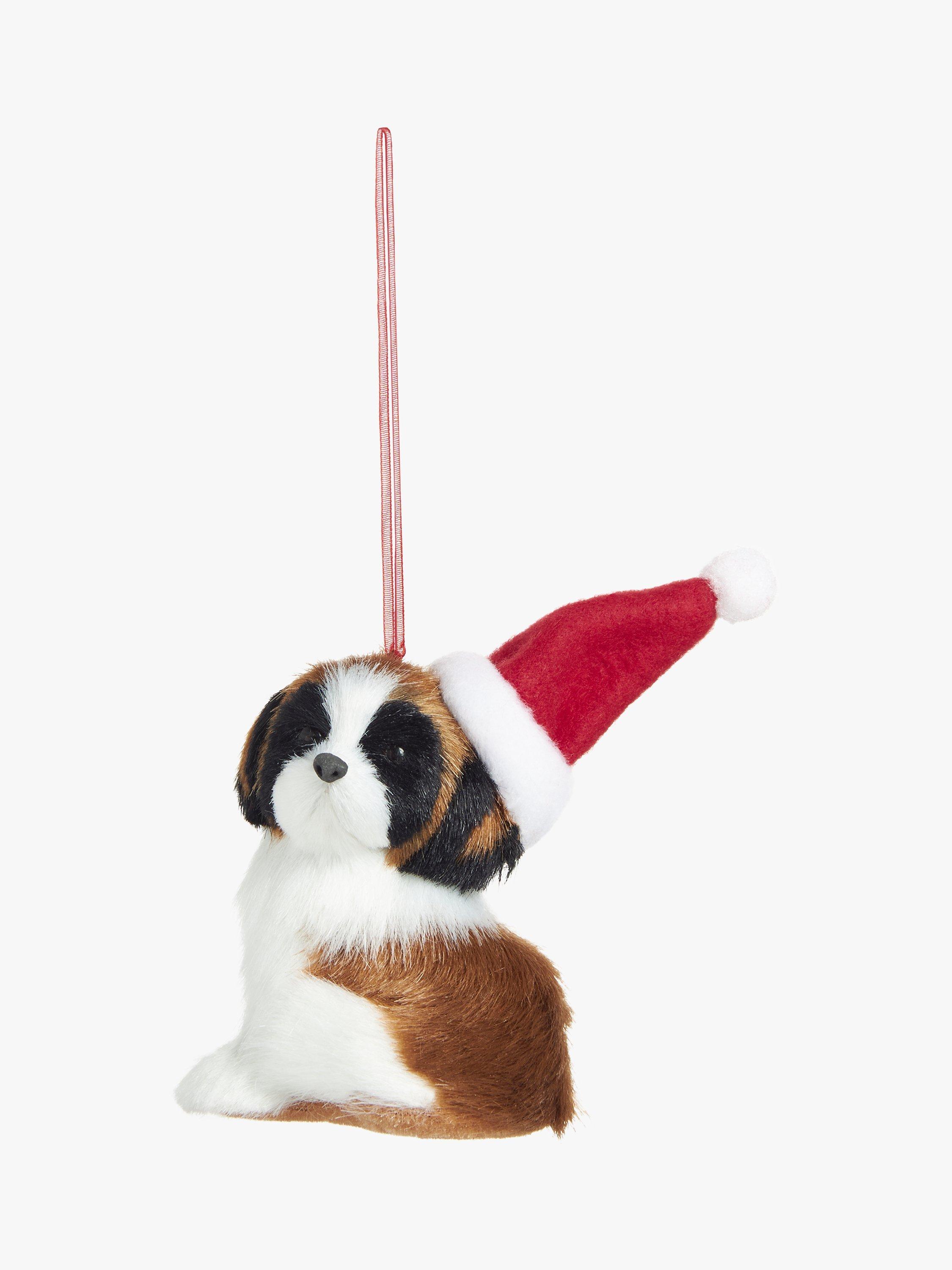 John Lewis Christmas Cottage Festive Faux Fur Dog Tree Decoration