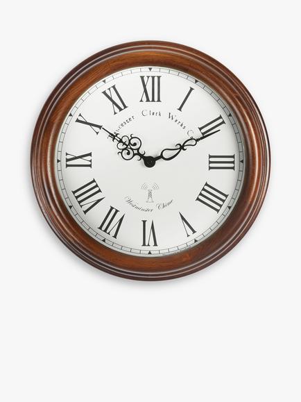 Acctim Towcester Lacock Radio Controlled Roman Numeral Analogue Wood Wall Clock, 39cm, Natural, Natural