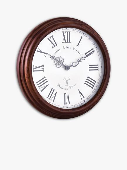 Acctim Towcester Lacock Radio Controlled Roman Numeral Analogue Wood Wall Clock, 39cm, Natural - view 2, Natural