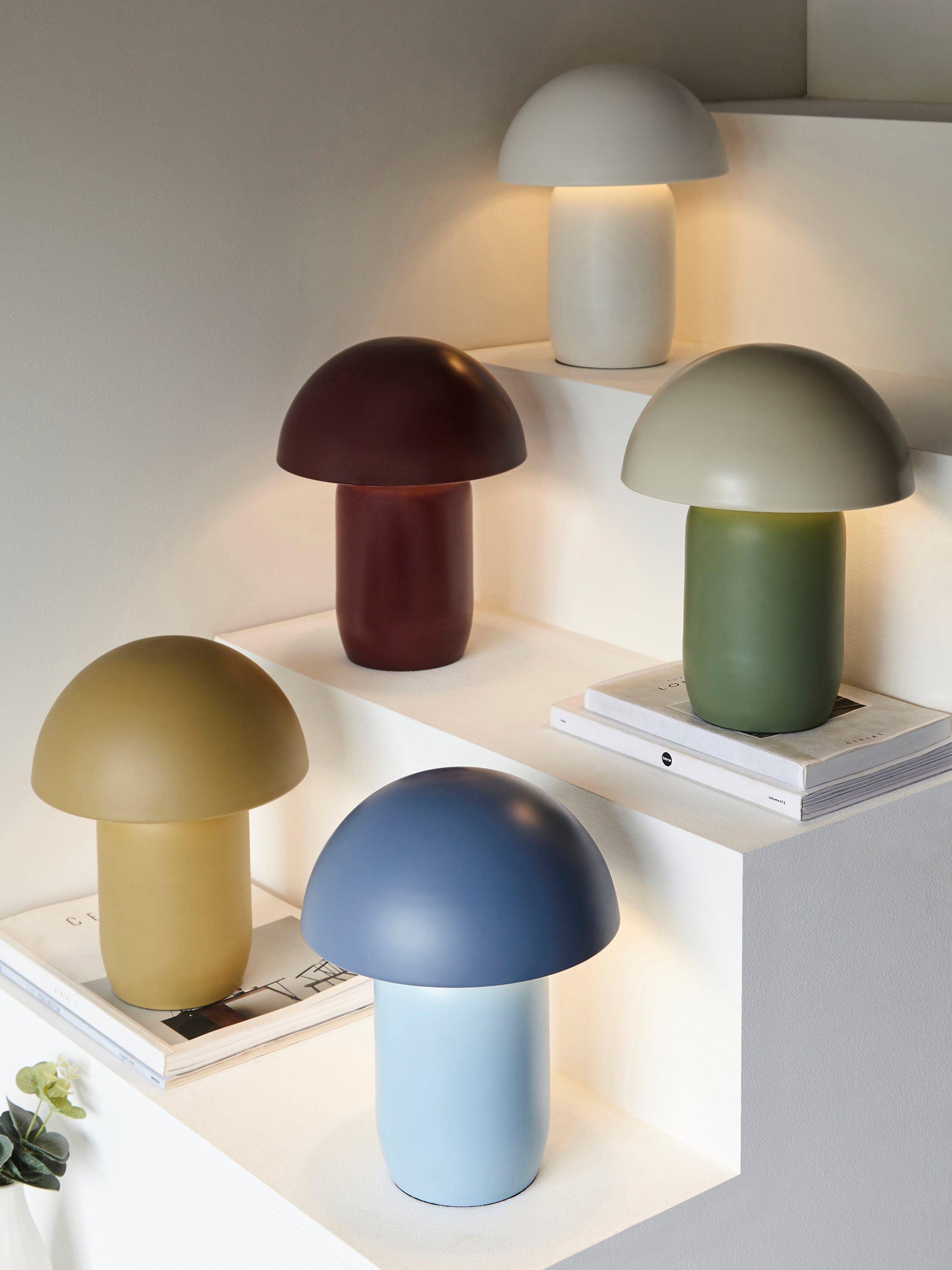 John Lewis Mushroom Rechargeable Portable Dimmable Table Lamp, Putty/Green