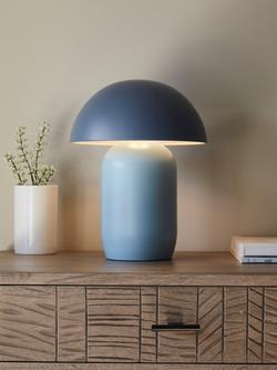 John Lewis Mushroom Rechargeable Portable Dimmable Table Lamp - view 2, Haze Blue/Lake Blue