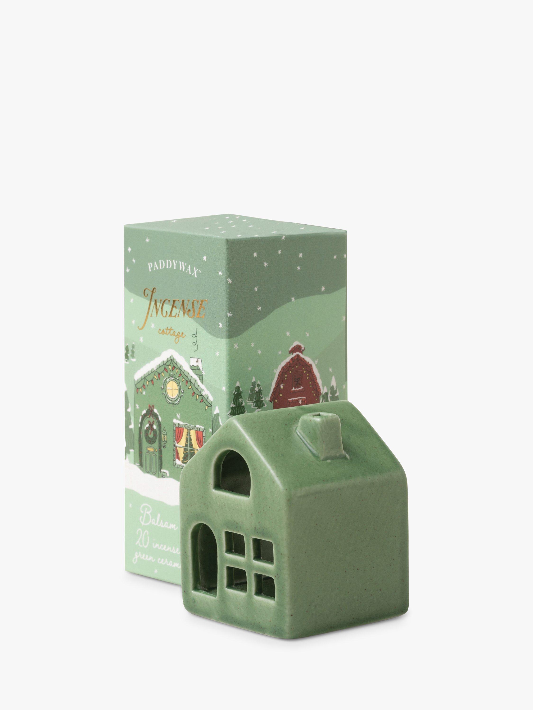 Paddywax Incense Cone Balsam & Fir Ceramic Cottage, Green