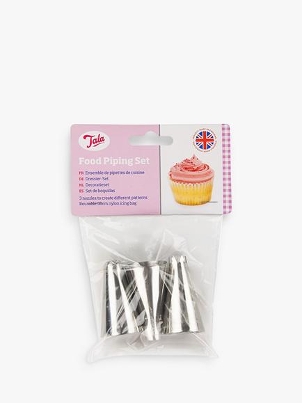 Tala Icing Bag & 3 Nozzles Piping Set - view 2, White Silver