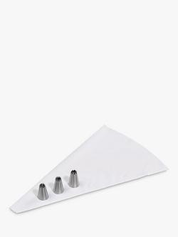 Tala Icing Bag & 3 Star Nozzles Piping Set, White Silver