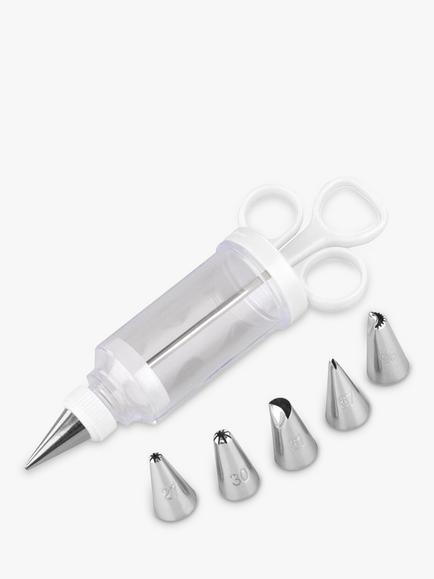 Tala Icing Syringe & 6 Nozzles Piping Set, Clear White