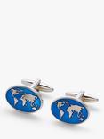 John Lewis Oval Globe Cufflinks, Blue