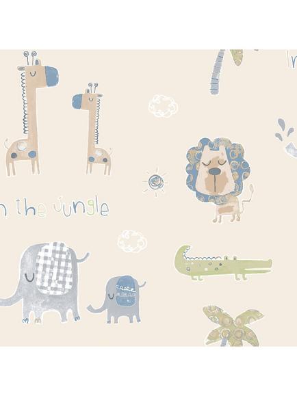 Galerie Jungle Friends Wallpaper, Beige/Safari Green G78378
