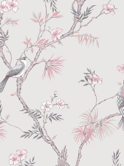 Galerie Classic Bird Trail Wallpaper, Grey G78491